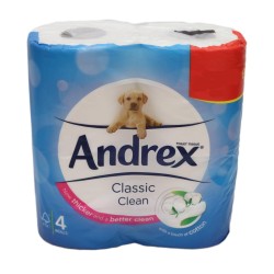 Andrex Toilet Rolls Classic Clean White 4 Pack
